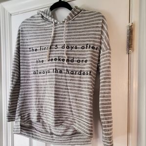 Women's Heathered Grey & White Striped Sweater!